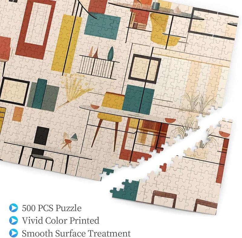 لغز بازل مودرن منتصف القرن من فايا 500 قطعة للكبار ديكور منزلي 20.4 × 15 - Image 2